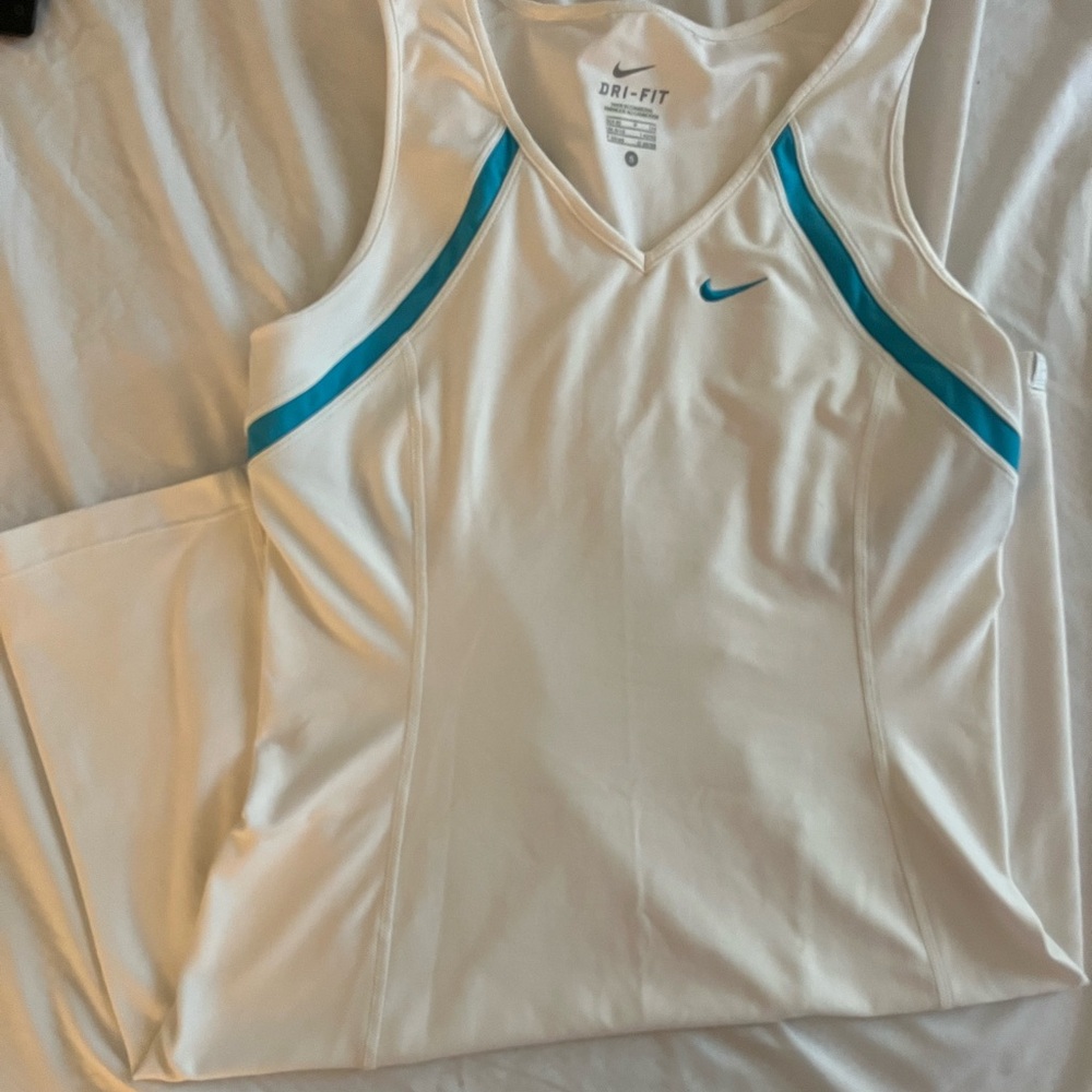 Nike White Tank tennis dress with Blue Accents